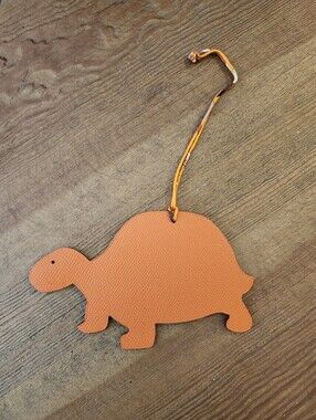 Hermes Togo Epsom Petit H Turtle Bag Charm GM Orange And Berry
